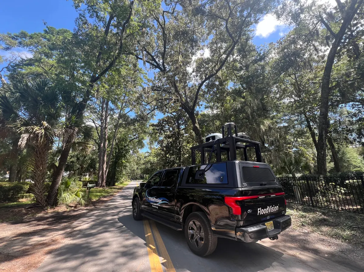 The FloodVision FloodRover stopped along the Gullah/Geechee Cultural Heritage Corridor during Climate Central’s 2024 Edge of America Tour.